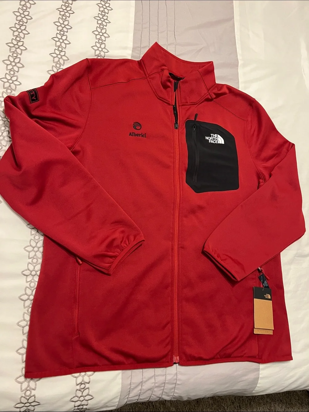 The North Face Red Utility Jacket with Black Chest Pocket